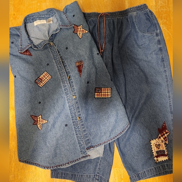 Lemon Grass Women's Americana Top and Capris Vintage Women's Size Large - Picture 1 of 8